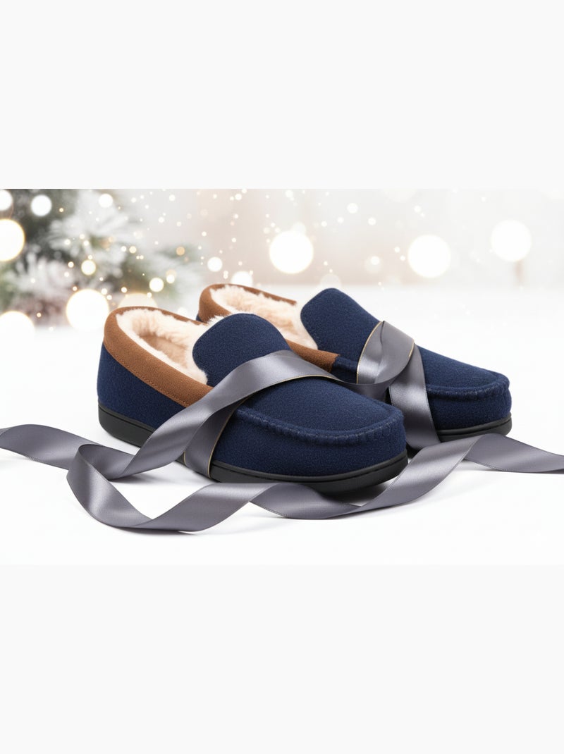 Charentaise fourrée homme Pantoufle PREMIUM MU9733 Bleu marine - Kiabi