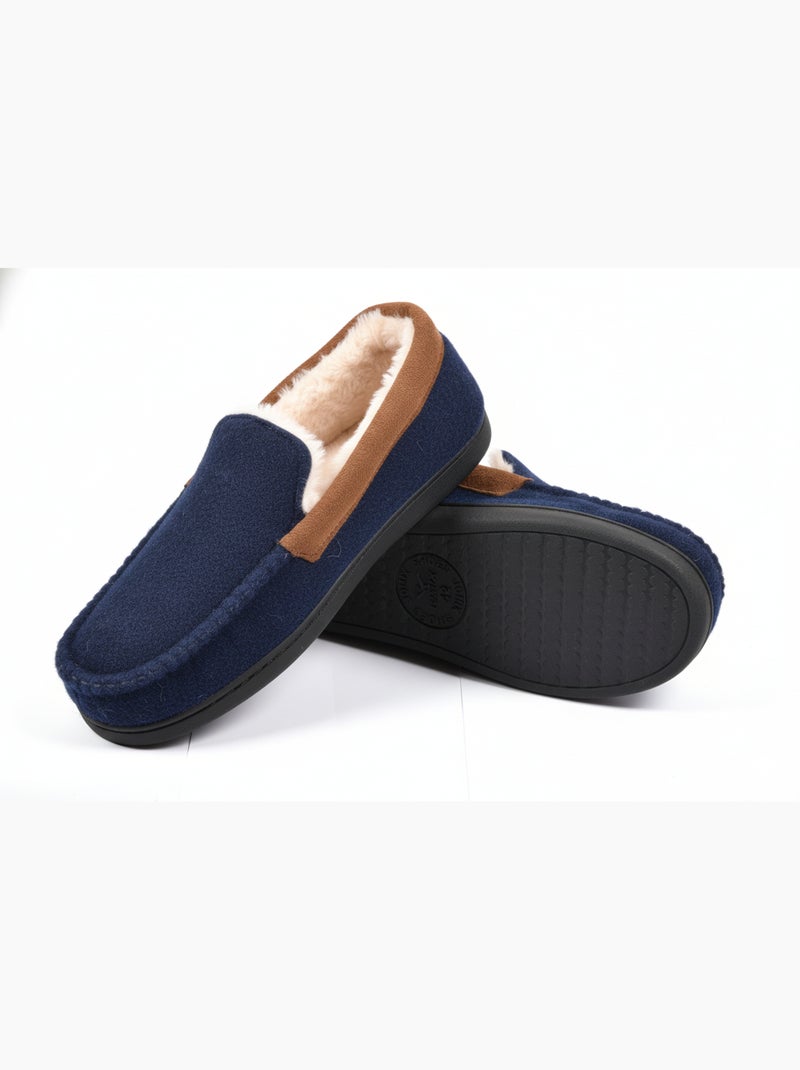 Charentaise fourrée homme Pantoufle PREMIUM MU9733 Bleu marine - Kiabi