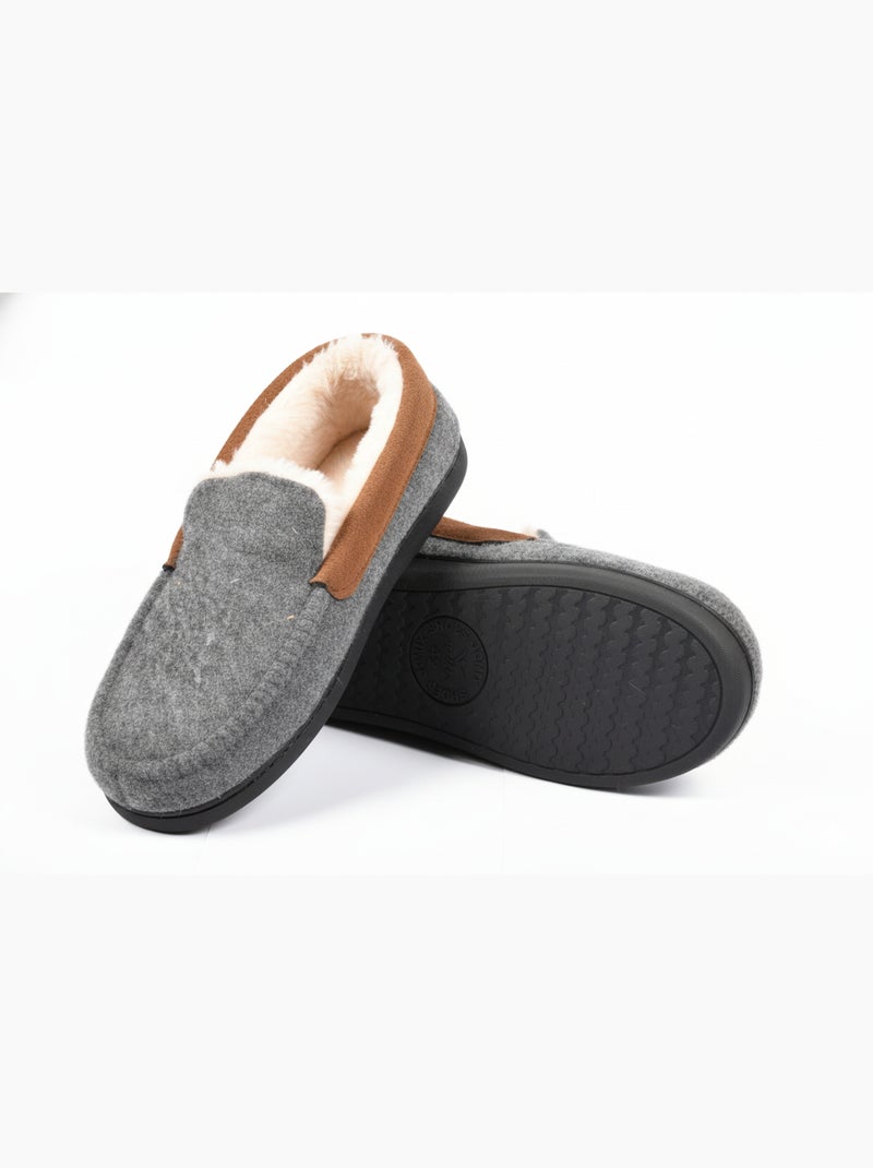 Charentaise fourrée homme Pantoufle PREMIUM MU9733 Gris - Kiabi