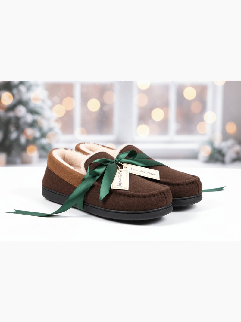 Charentaise fourrée homme Pantoufle PREMIUM MU9733 Marron - Kiabi