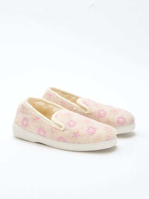 Charentaises à motif fleurs brodées - Kiabi