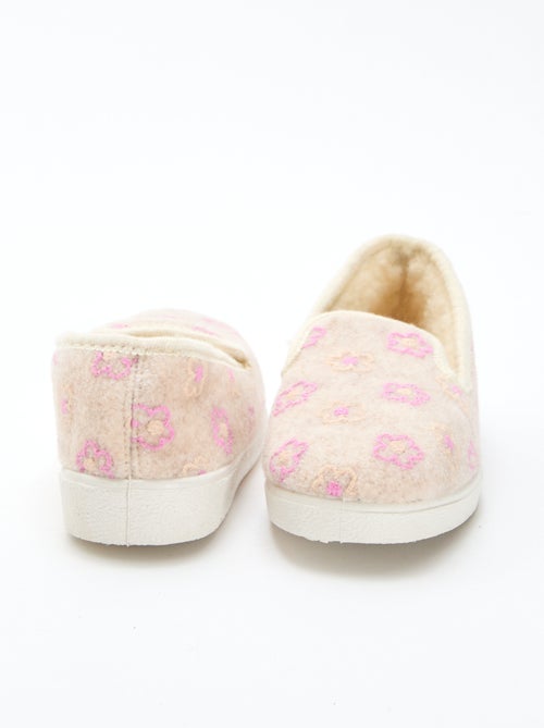 Charentaises à motif fleurs brodées - Kiabi