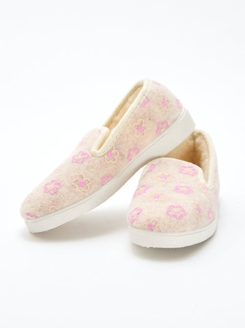 Charentaises à motif fleurs brodées - Kiabi