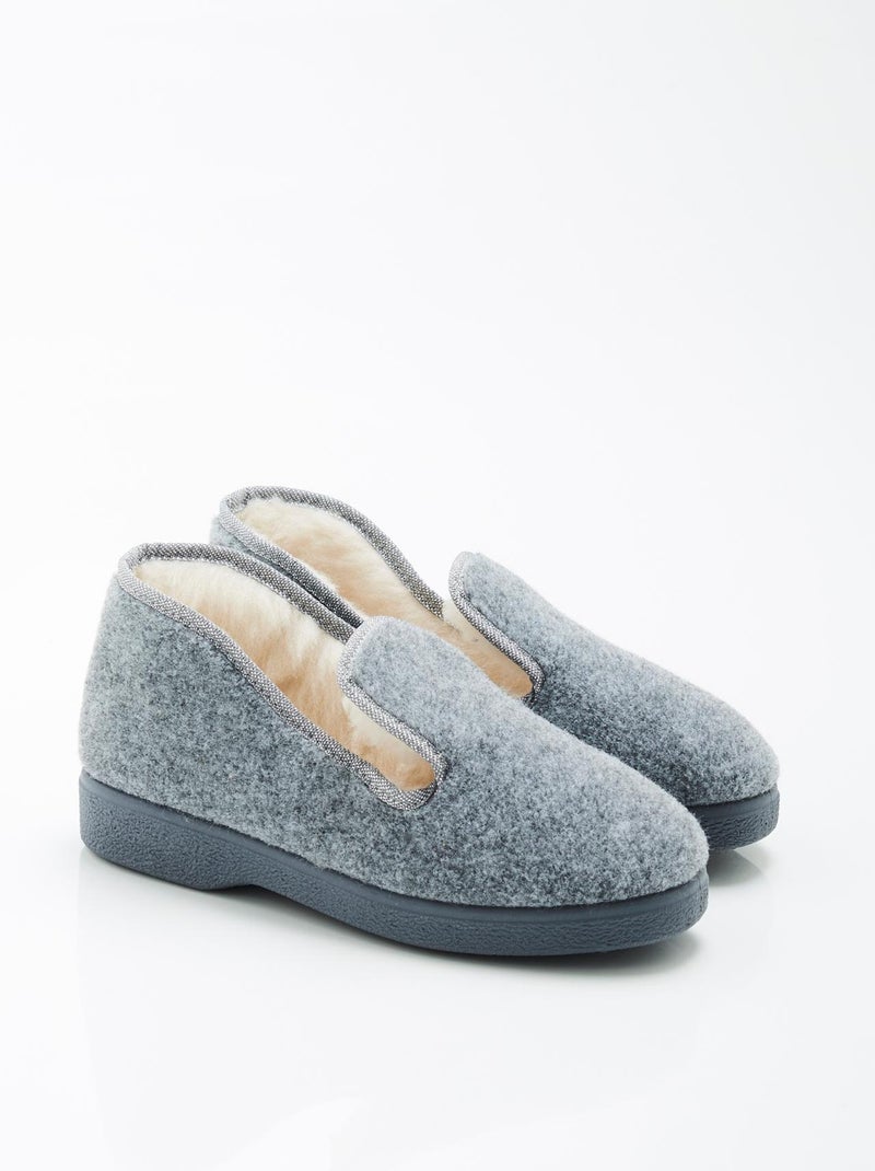 Charentaises carreaux ou unies Thermolactyl - Damart Gris chiné - Kiabi