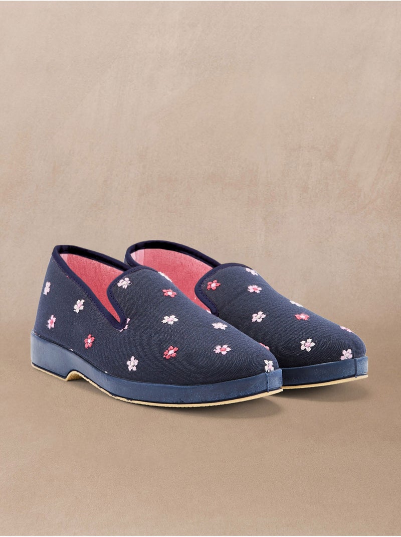 Charentaises femme brodées - PEDICONFORT Bleu marine - Kiabi