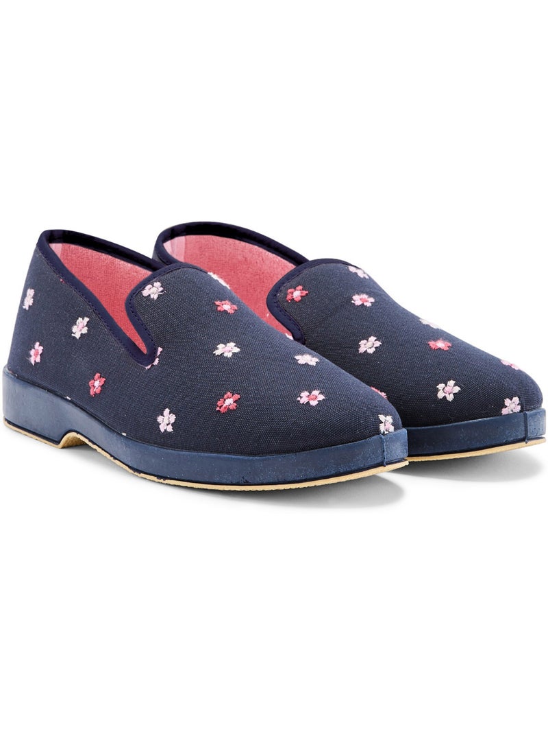 Charentaises femme brodées - PEDICONFORT Bleu marine - Kiabi