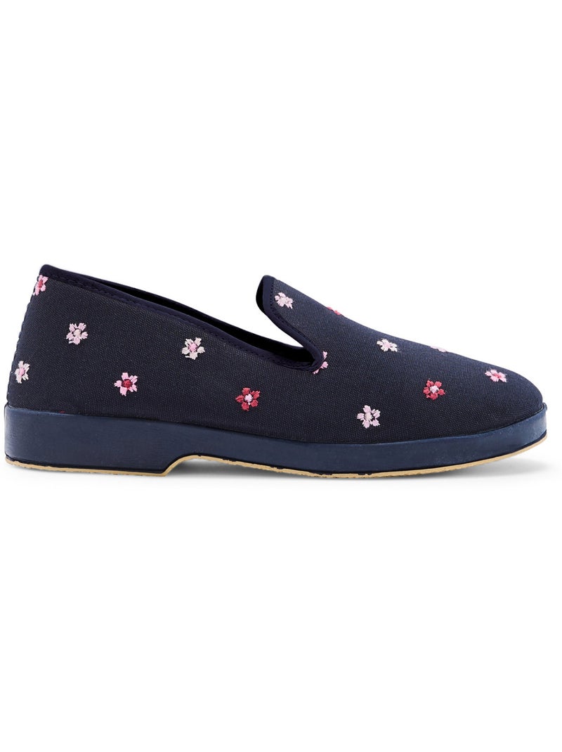 Charentaises femme brodées - PEDICONFORT Bleu marine - Kiabi