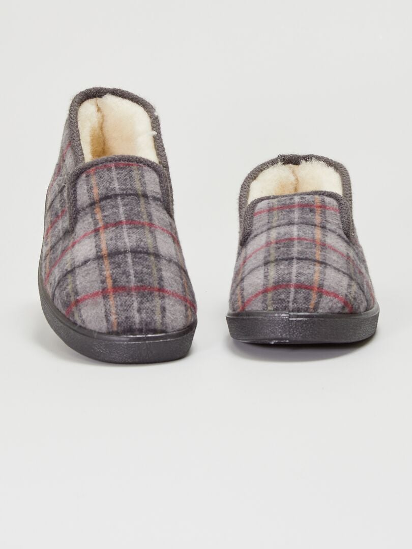 Charentaises tartan gris - Kiabi