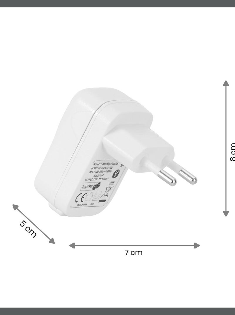 Chargeur Secteur USB Port Universel Mural Adaptateur 5V 'Babymoov' Blanc - Kiabi