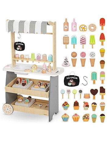 Chariot à glaces en bois avec accessoires Mamabrum