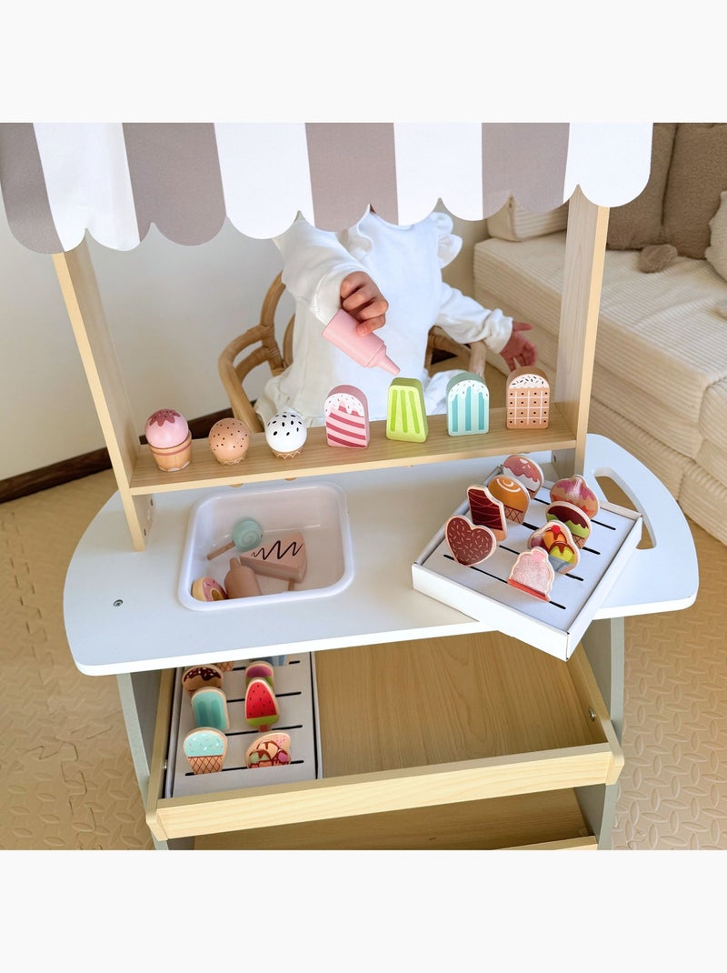 Chariot à glaces en bois avec accessoires Mamabrum Gris - Kiabi