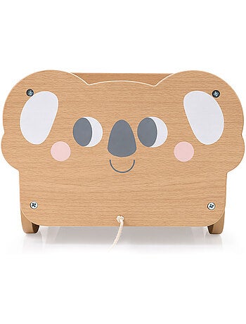 Chariot a tirer bois enfant 30x26cm coffre jouets koala mamabrum