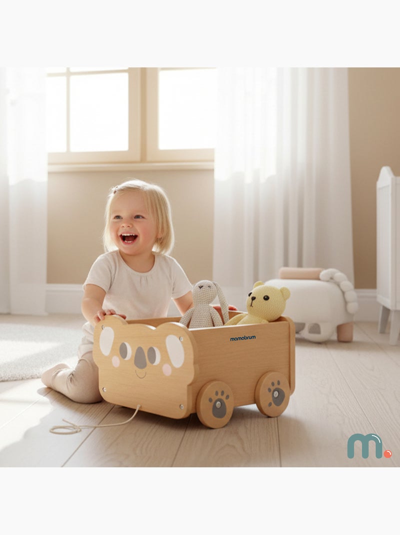 Chariot a tirer bois enfant 30x26cm coffre jouets koala mamabrum N/A - Kiabi
