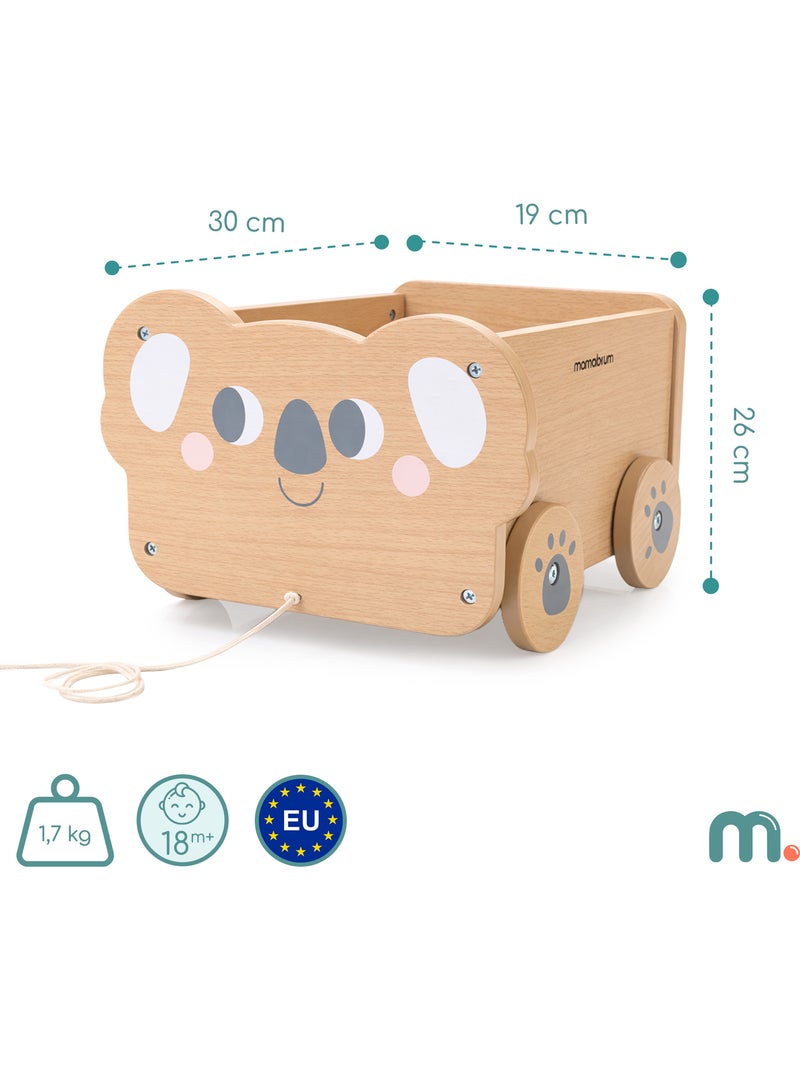 Chariot a tirer bois enfant 30x26cm coffre jouets koala mamabrum N/A - Kiabi
