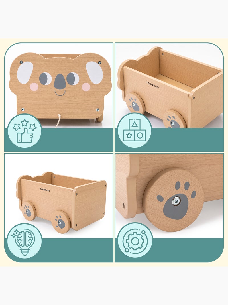 Chariot a tirer bois enfant 30x26cm coffre jouets koala mamabrum N/A - Kiabi