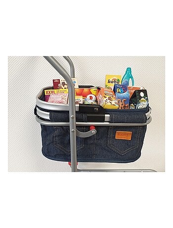 Chariot avec panier en jeans et 40 miniatures