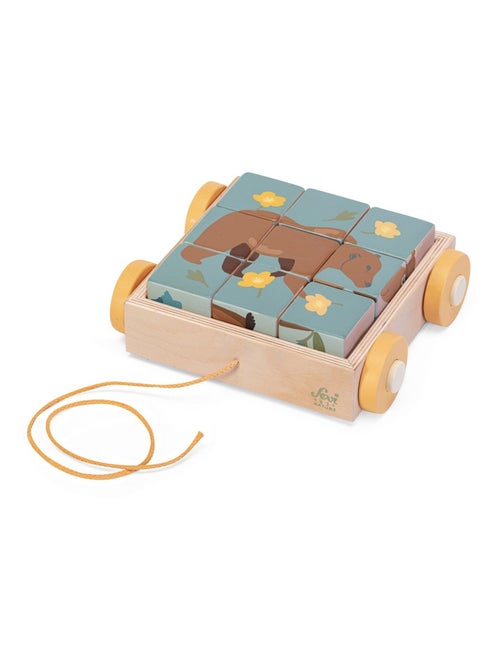Chariot avec puzzle de cubes animaux - Kiabi