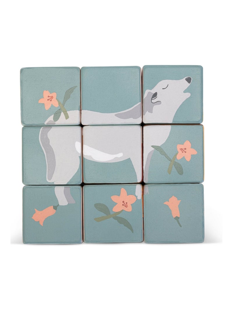 Chariot avec puzzle de cubes animaux Beige - Kiabi