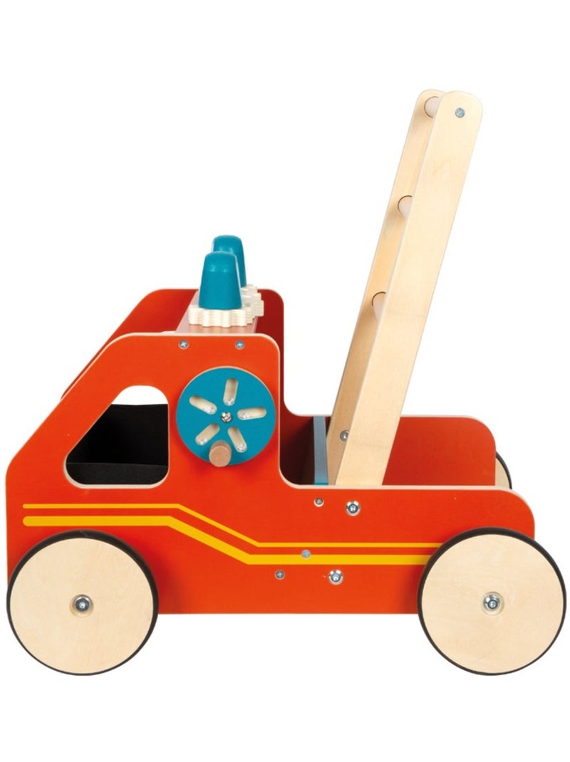 Chariot de marche en bois Pompiers Rouge - Kiabi
