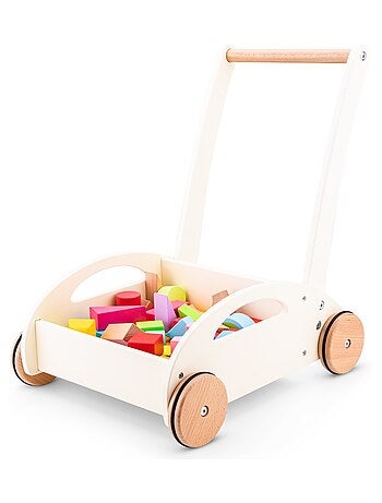 Chariot de marche et blocs en bois