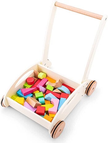 Chariot de marche et blocs en bois