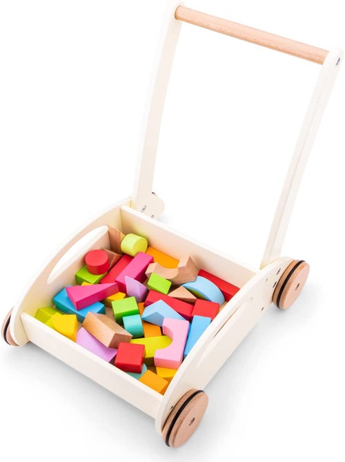 Chariot de marche et blocs en bois - Kiabi