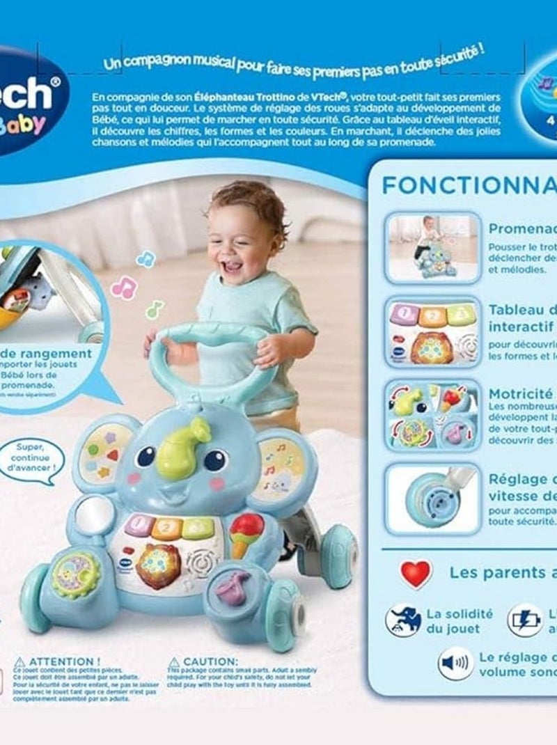 Chariot de marche interactif Elephanteau Trottino Bleu - Kiabi