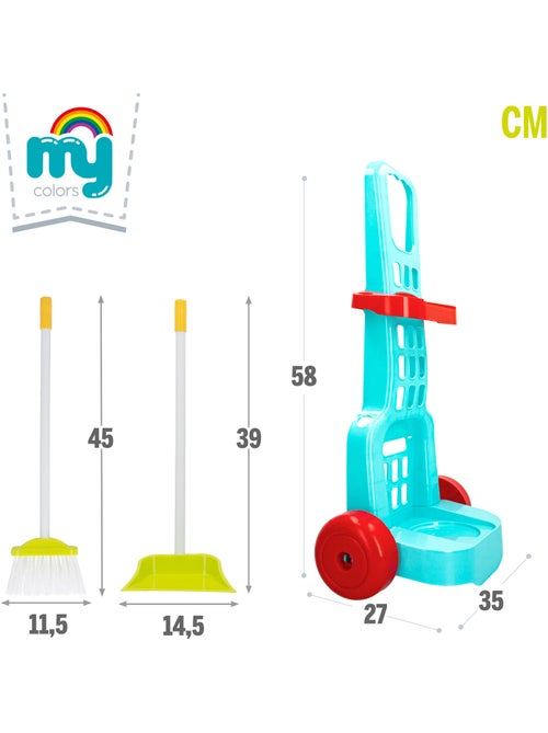 Chariot de nettoyage pour jouets avec ustensiles 5 pièces my home colors - Kiabi