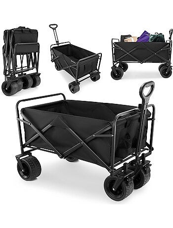 Chariot de Transport Pliable HyperMotion 100L, Trolley 120kg, Roue tout-terrain, Remorque jardin