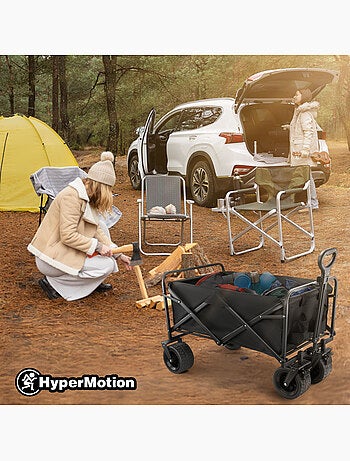 Chariot de Transport Pliable HyperMotion 100L, Trolley 120kg, Roue tout-terrain, Remorque jardin
