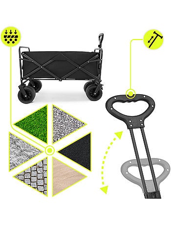 Chariot de Transport Pliable HyperMotion 100L, Trolley 120kg, Roue tout-terrain, Remorque jardin