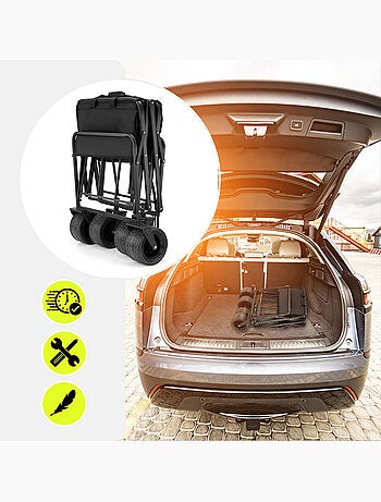 Chariot de Transport Pliable HyperMotion 100L, Trolley 120kg, Roue tout-terrain, Remorque jardin