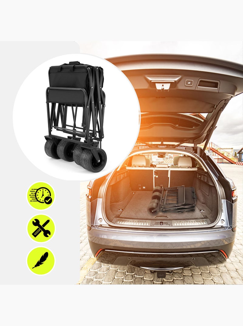 Chariot de Transport Pliable HyperMotion 100L, Trolley 120kg, Roue tout-terrain, Remorque jardin Noir Noir - Kiabi