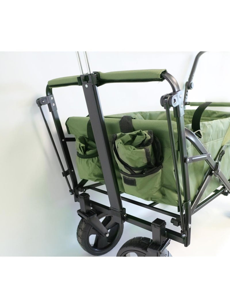Chariot de transport Premium XXL vert olive avec toit Vert - Kiabi