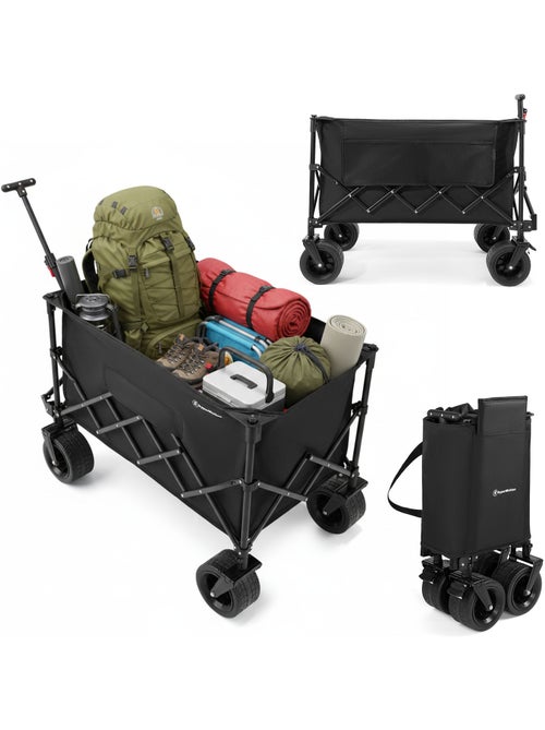 Chariot HyperMotion 200L pliable 80kg Acier tout-terrain Remorque Jardin Trolley Pliage Rapide - Kiabi Chariot HyperMotion 200L pliable 80kg Acier tout-terrain Remorque Jardin Trolley Pliage Rapide - Kiabi