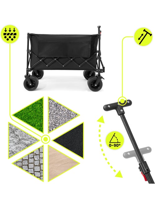 Chariot HyperMotion 200L pliable 80kg Acier tout-terrain Remorque Jardin Trolley Pliage Rapide - Kiabi Chariot HyperMotion 200L pliable 80kg Acier tout-terrain Remorque Jardin Trolley Pliage Rapide - Kiabi