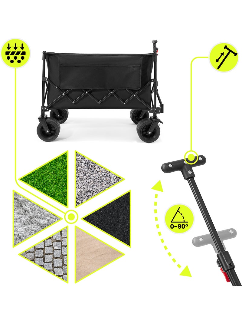Chariot HyperMotion 200L pliable 80kg Acier tout-terrain Remorque Jardin Trolley Pliage Rapide Noir Noir - Kiabi