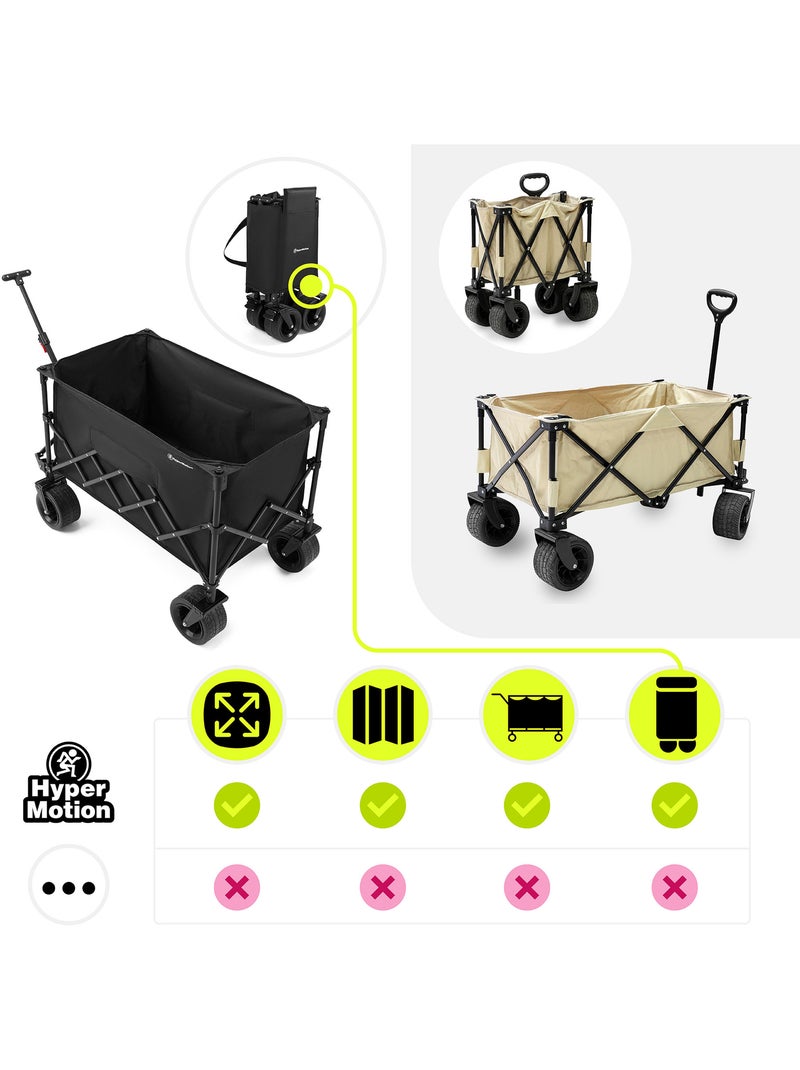 Chariot HyperMotion 200L pliable 80kg Acier tout-terrain Remorque Jardin Trolley Pliage Rapide Noir Noir - Kiabi