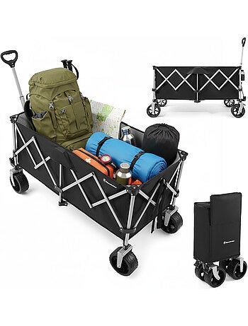 Chariot HyperMotion 250L Pliable 100kg Roues 7" Tout-terrain Remorque Jardin trolley pliage rapide