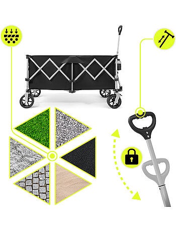 Chariot HyperMotion 250L Pliable 100kg Roues 7" Tout-terrain Remorque Jardin trolley pliage rapide