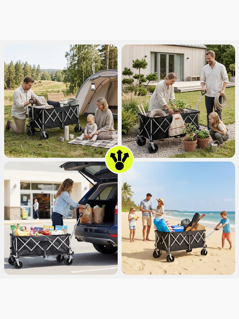 Chariot HyperMotion 250L Pliable 100kg Roues 7" Tout-terrain Remorque Jardin trolley pliage rapide Noir Noir - Kiabi