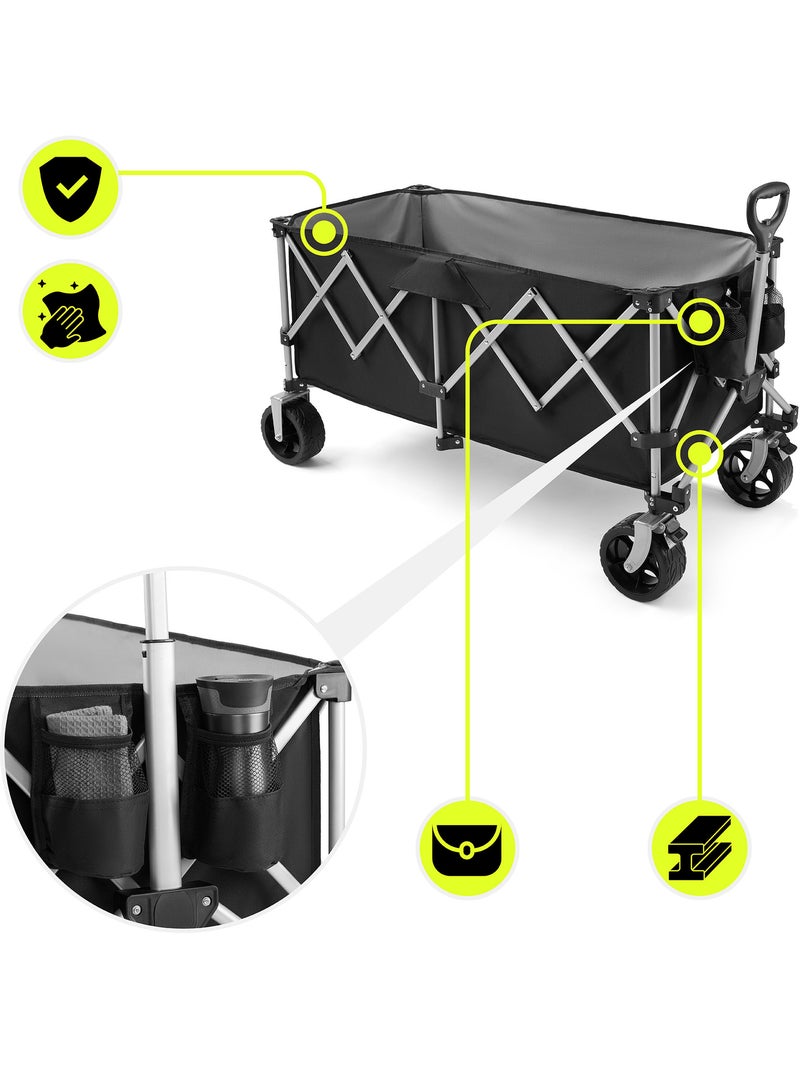 Chariot HyperMotion 250L Pliable 100kg Roues 7" Tout-terrain Remorque Jardin trolley pliage rapide Noir Noir - Kiabi