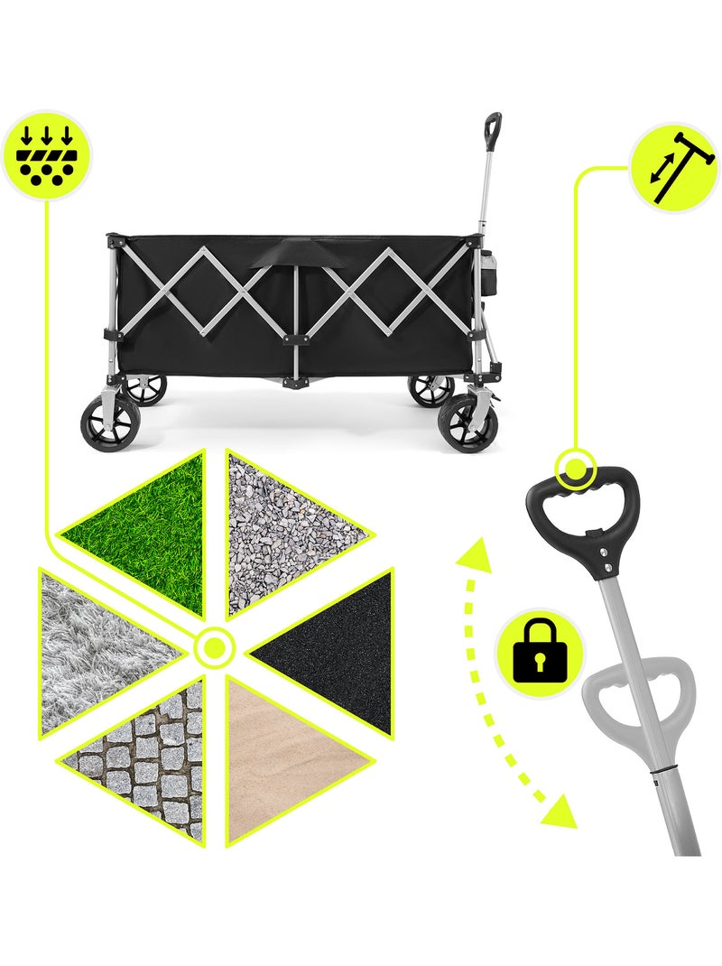 Chariot HyperMotion 250L Pliable 100kg Roues 7" Tout-terrain Remorque Jardin trolley pliage rapide Noir Noir - Kiabi