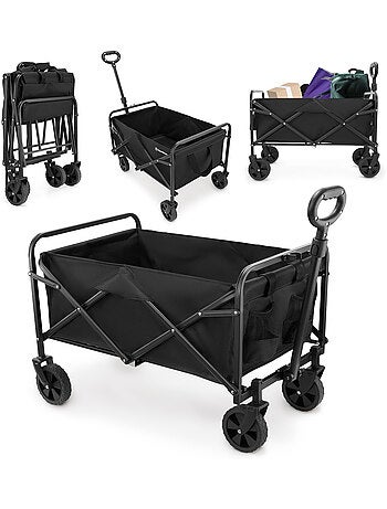 Chariot HyperMotion 80L pliable Acier tout-terrain - Remorque Jardin Trolley Compact Pliage Rapide