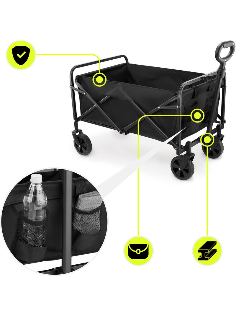 Chariot HyperMotion 80L pliable Acier tout-terrain - Remorque Jardin Trolley Compact Pliage Rapide Noir Noir - Kiabi