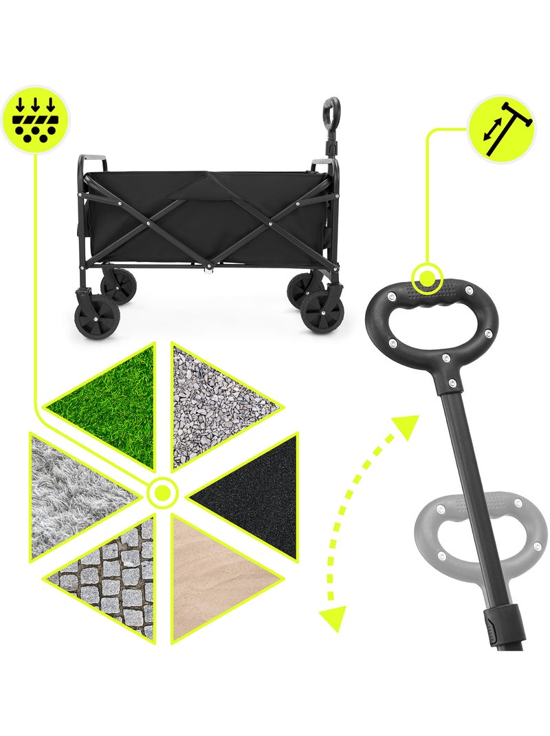 Chariot HyperMotion 80L pliable Acier tout-terrain - Remorque Jardin Trolley Compact Pliage Rapide Noir Noir - Kiabi