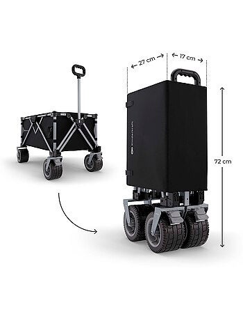 Chariot pliable Kinderkraft ROLLSTER avec capacité 130 L, roues 360° et poignée télescopique