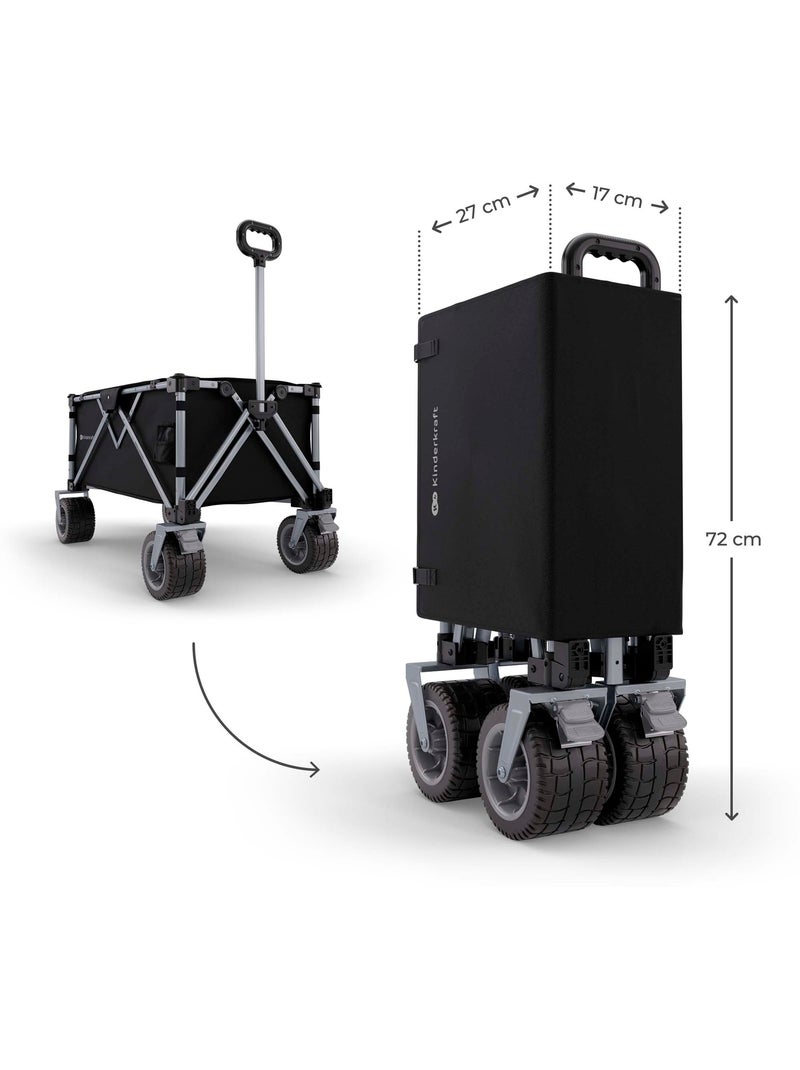 Chariot pliable Kinderkraft ROLLSTER avec capacité 130 L, roues 360° et poignée télescopique Noir - Kiabi