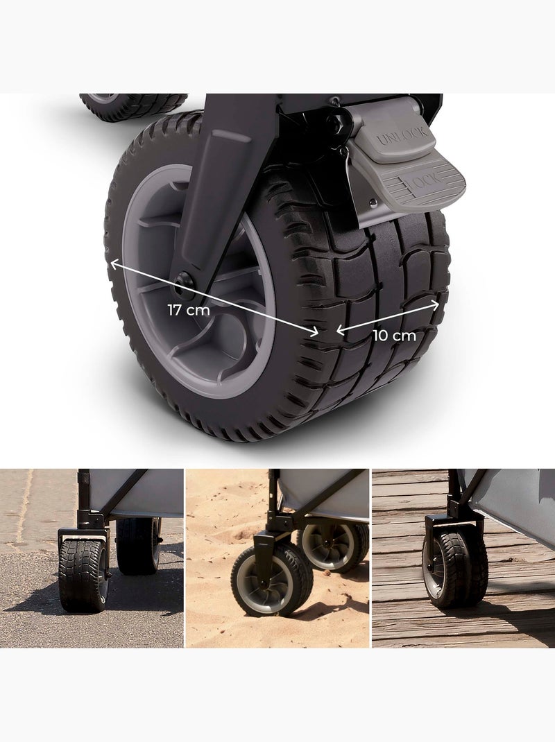 Chariot pliable Kinderkraft ROLLSTER avec capacité 130 L, roues 360° et poignée télescopique Noir - Kiabi