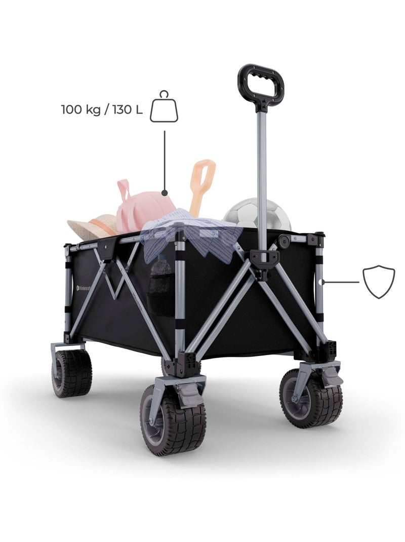 Chariot pliable Kinderkraft ROLLSTER avec capacité 130 L, roues 360° et poignée télescopique Noir - Kiabi